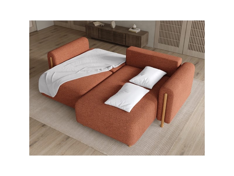  Canapé d'angle convertible arvessa terracotta bouclette – angle droit  - Conforama D