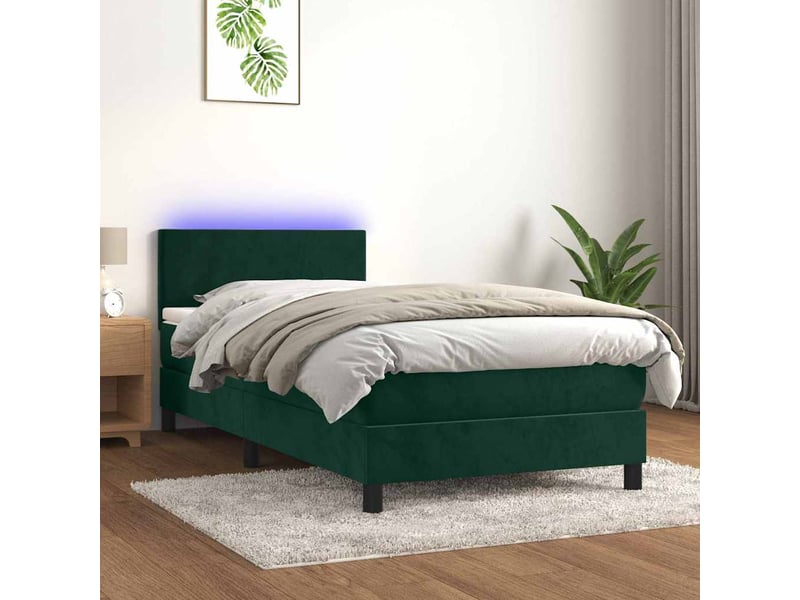 Lit simple, sommier à lattes de lit avec matelas et led vert foncé 80x200cm shl84418 - Conforama B