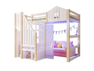 Lit mezzanine 90x200 cm <strong>MERAX</strong>  <strong>lit enfant bicolore</strong> coloris bicolore