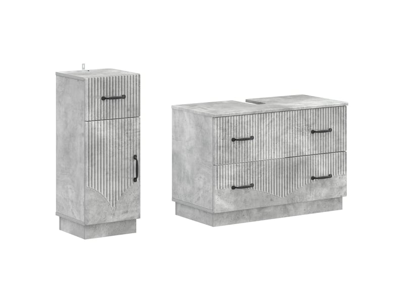  Ensemble de 2 meubles de salle de bain hoorn gris béton cf63191  - Conforama A