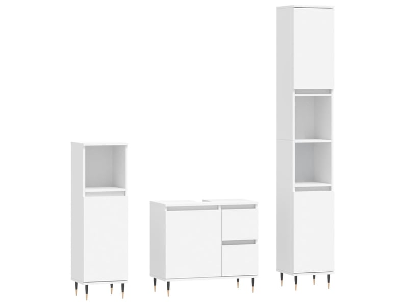 Ensemble de meubles salle de bain 3 pcs blanc bois d'ingénierie cf63940 - Conforama A