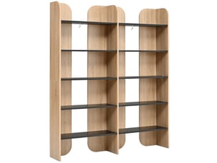 Bibliothèque de rangement - 135x25x160cm - à 5 niveaux, étagère rangement ouverte - bois chêne et noir