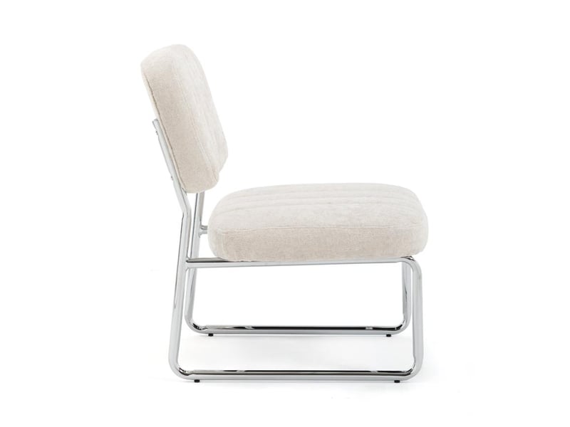  Fauteuil beige rembourré pieds chromés et tissu chenille - paola PAOLA - Conforama E