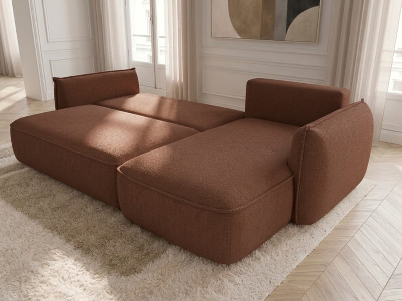  Bobochic canapé d'angle convertible réversible esmee tissu chenille orange  réversible ESMEE - Conforama D