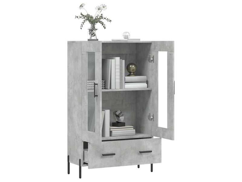  Buffet haut - bahut - meuble de rangement gris béton 69,5x31x115 cm bois d'ingénierie  - Conforama D