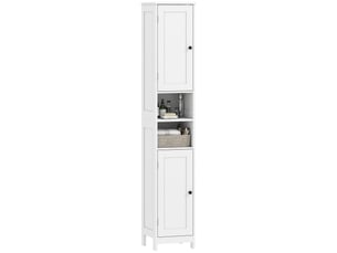 Colonne de salle de bain 2 portes et niches mdf blanc 30 x 30 x 170 cm