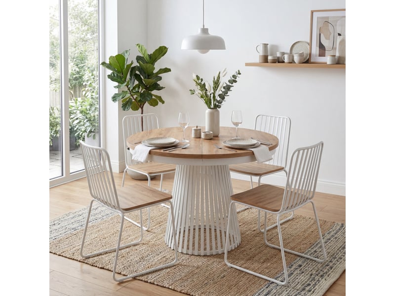 Selsey garda - table à manger ronde extensible - 100 cm - chêne craft doréblanc Garda - Conforama B