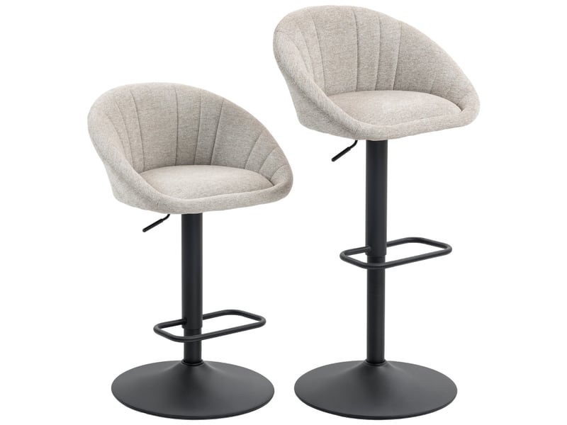 Lot de 2 tabourets de bar,réglables et pivotants,tissu,beige - Conforama A