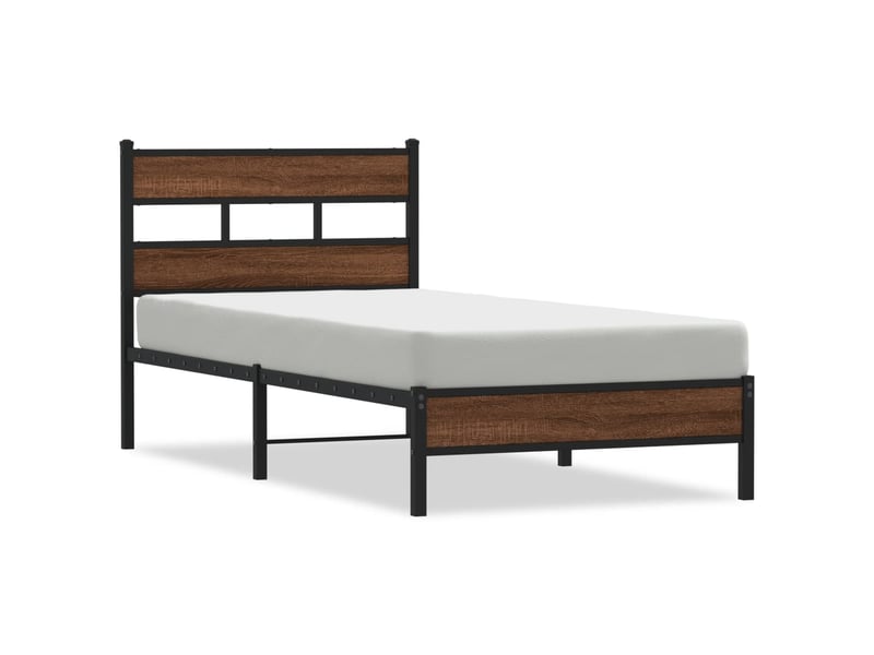 Lit simple- lit adulte - cadre de lit sans matelas chêne marron 80x200cm bois ingénierie - Conforama A