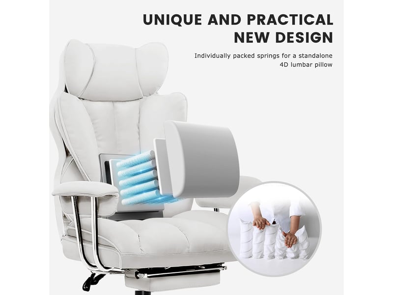  Gtplayer chaise de jeu en cuir pu, ergonomique, avec repose-pieds extensible, pivotante, 180 kg, blanc GT200-WHITE-PU - Conforama D