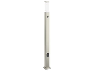 Borne lumineuse, lampadaire avec détecteur et prise 110 cm acier inoxydable ip44 shl42203