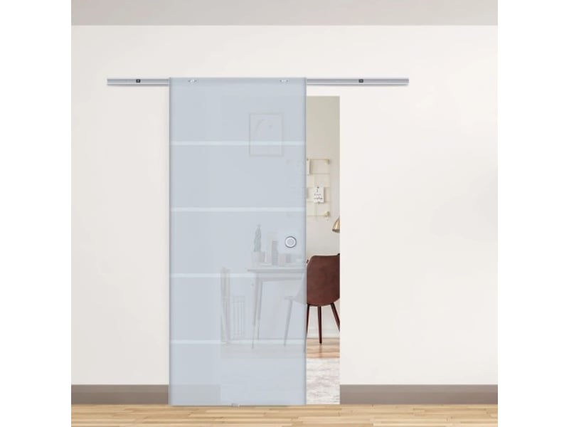  Porte coulissante en verre partiellement satiné 7759001025x2050 mm, porte intérieure élégante pour salon et espaces modernes  - Conforama B