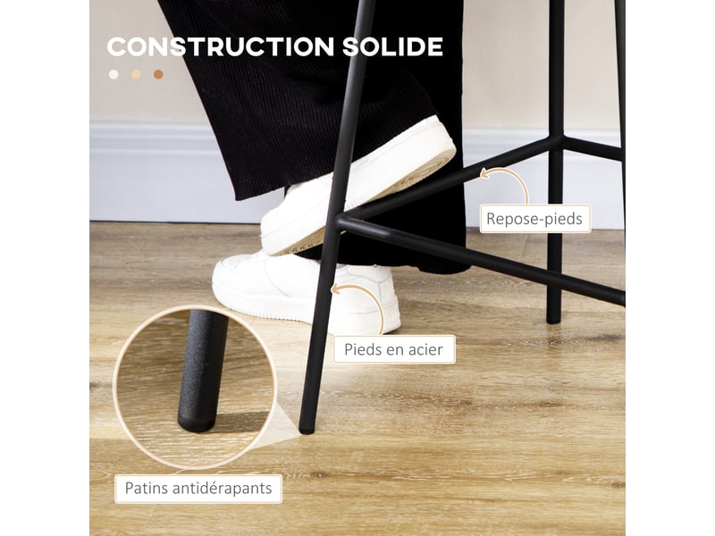  Lot de 2 tabourets de bar – style bohème – dossier cannage  - Conforama E