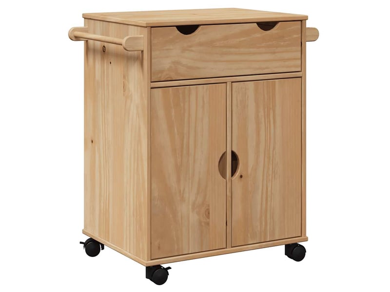  Desserte de cuisine, chariot de rangement otta 59x45x80 cm bois massif de pin shl28040  - Conforama A