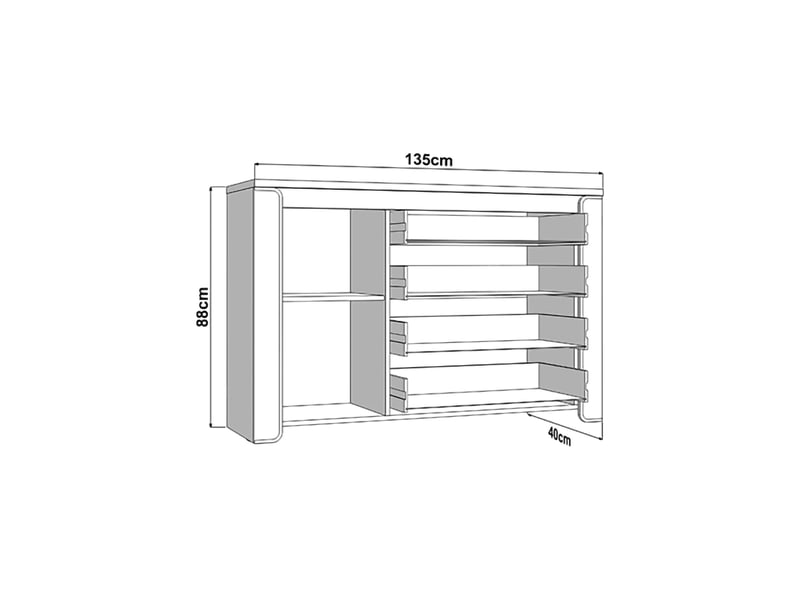  Buffet bicheno, 2 étagères, 135x40x88h cm blanc mat Bicheno - Conforama C