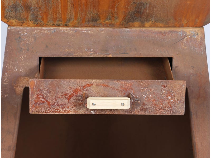  Barbecue carré grand avec plaque d'acier ronde et grill en acier corten EFP59CO RECT - Conforama D