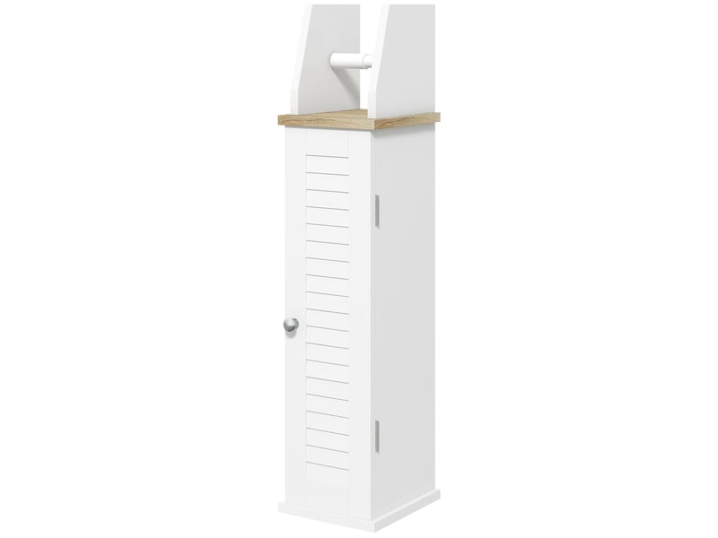  Meuble de salle de bain gain de place avec porte-papier toilette et étagère réglable, 18 x 20 x 80 cm, blanc  - Conforama B