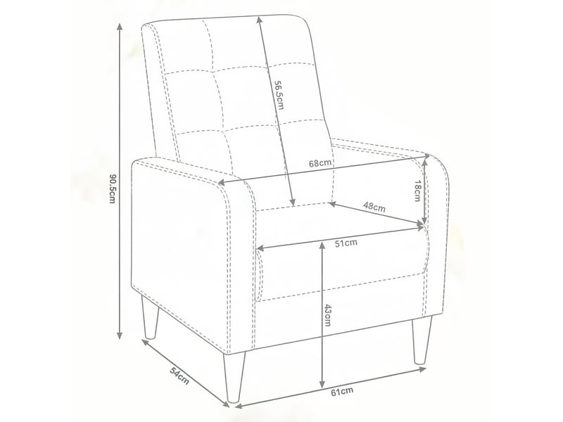  Fauteuil lounge nordique 1 place bleu, revêtement aspect lin, structure bois massif  - Conforama D
