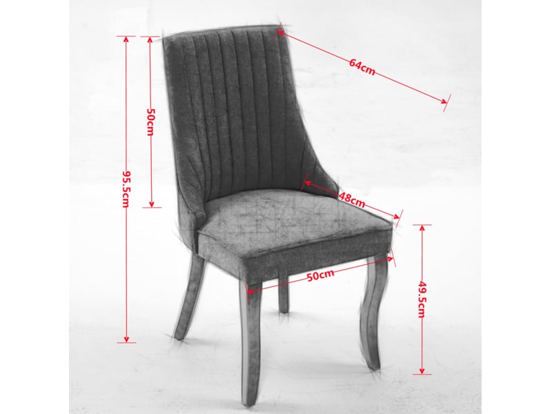  Lot de 2 chaises de salle à manger  50x64x95,5 cm, dossier haut, pieds réglables, chenille et bois, bleu  - Conforama C