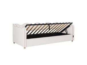 Lit coffre 90x200 cm <strong>MAISENTIEL</strong>  <strong></strong> coloris beige