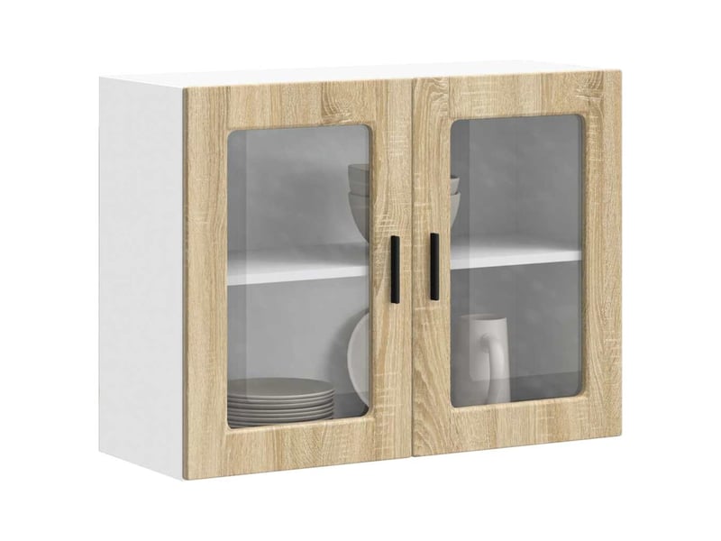  Armoire murale de cuisine et porte en verre porto chêne sonoma shl6196  - Conforama D