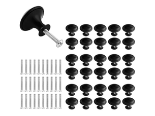 30 poignées pour armoires de cuisine, boutons de porte noirs mats, boutons pour meubles et poignées pour tiroirs.