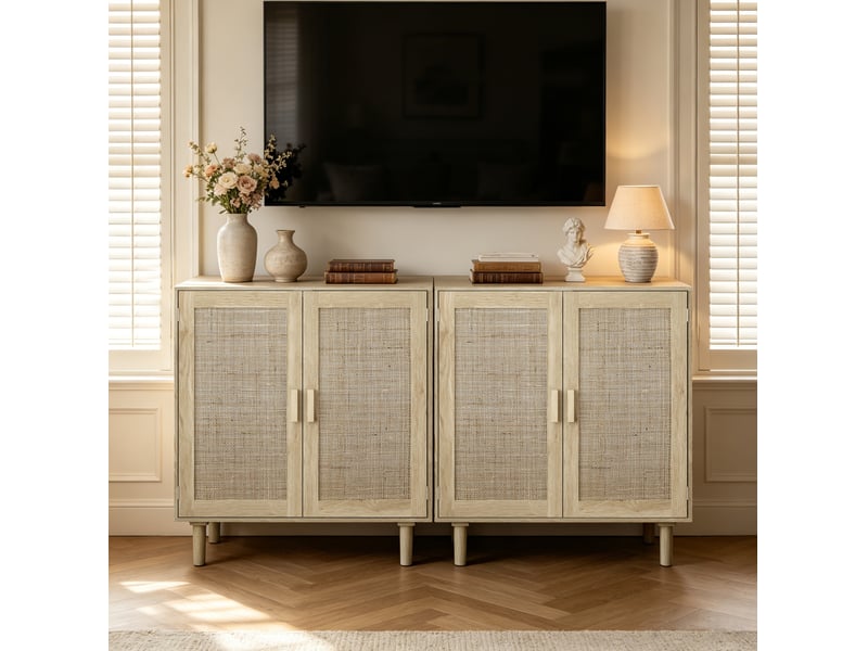  Meuble de rangement à 2 portes magnétiques 80x40x88 cm en mdf coloris naturel  - Conforama B
