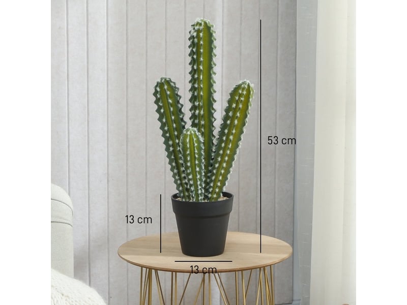  Plante artificielle cactus vert 53 cm en plastique avec pot décoratif, idéale pour la maison ou le bureau  - Conforama C