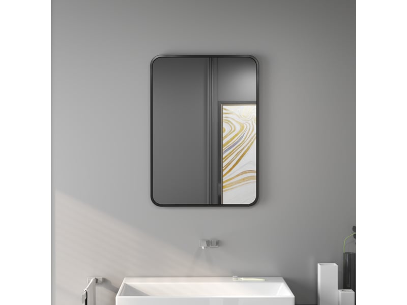  Miroir de salle de bain rectangulaire avec cadre en métal, miroir décoratif pour chambre, salle à manger ou entrée, 50 x 70 cm, noir  - Conforama C