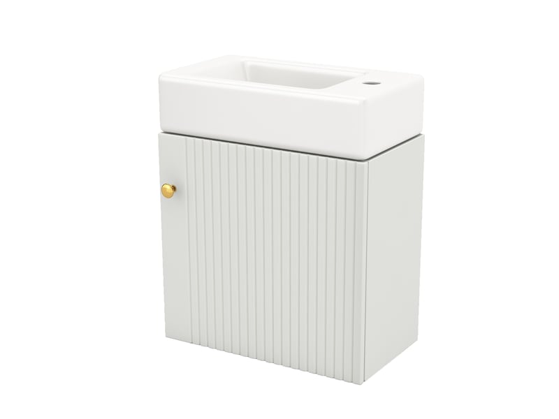  Meuble vasque mural 46 cm avec lavabo intégré pour petite salle de bain  - Conforama D