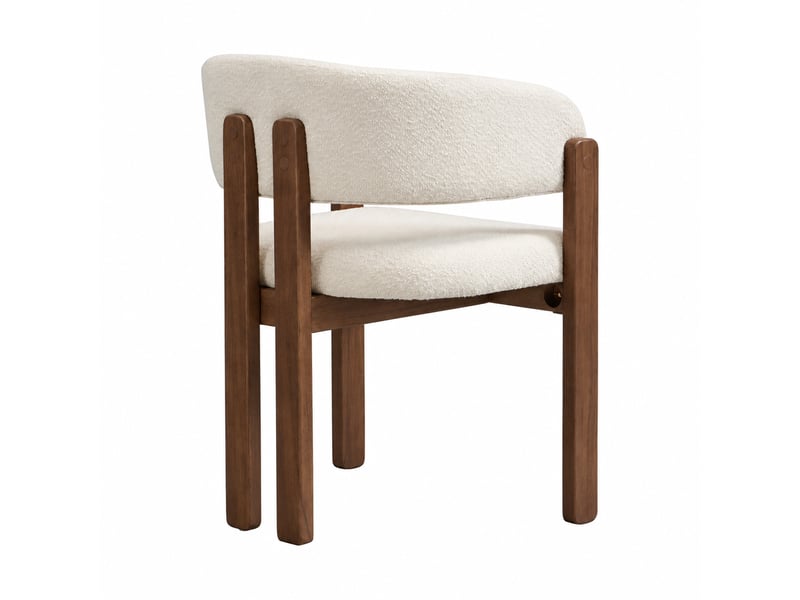  Lot de 2 chaises de salle à manger en bois massif noyer et tissu bouclette beige  - Conforama E