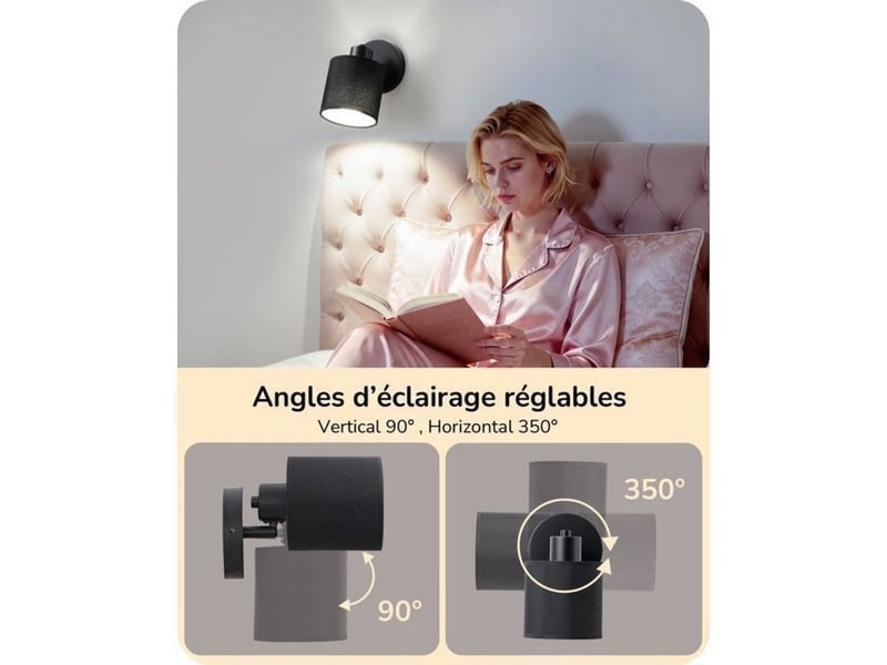  Applique murale led 2pcs orientable dimmable avec telecommande e27 3000-6500k 370618_AACSC59500_6_DROPFR - Conforama B
