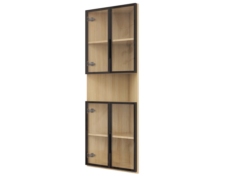  Meuble d'angle led avec porte et niches de rangement pour salon, en mdf effet chêne et verre trempé, 62 × 32 × 160 cm  - Conforama E