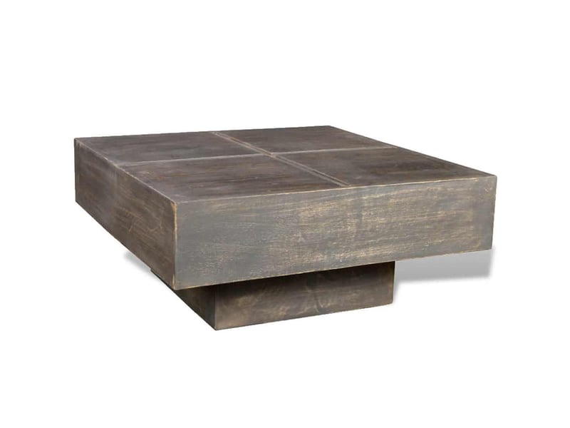  Table basse - table de salon - table à thé carrée marron foncé bois massif de manguier  - Conforama B