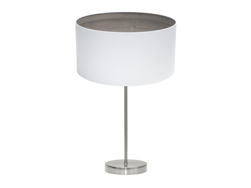  Fabrilamp tatiana grande lampe à poser nickelé blanc effet bois gris, abat-jour textile finition bois, 1 x e27, 63 cm 189171183 - Conforama A