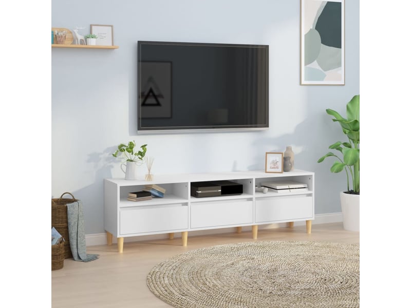  Meuble tv - banc tv - meuble de rangement blanc 150x30x44,5 cm bois d'ingénierie  - Conforama B