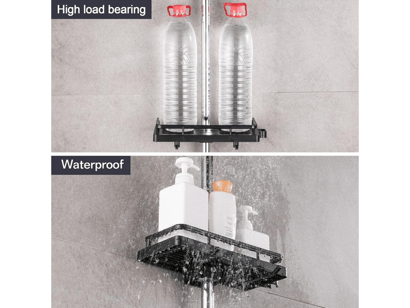  Support de douche, porte-savon, rangement de salle de bain, sans perçage, montage mural, antirouille, autocollant, noir 24mm-25mm  - Conforama B