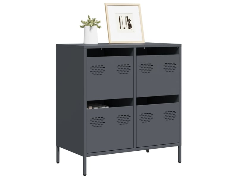  Buffet - bahut - meuble de rangement anthracite 68x39x73,5 cm acier laminé à froid  - Conforama B