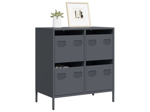 Buffet - bahut - meuble de rangement anthracite 68x39x73,5 cm acier laminé à froid