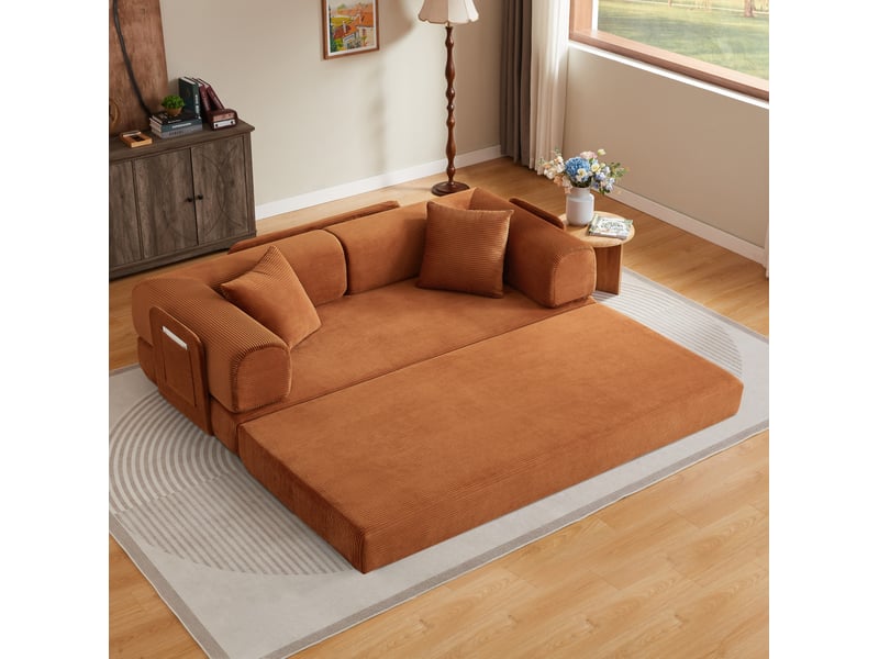  Canapé convertible 204x97x65 cm, structure en métal, terracotta  - Conforama A