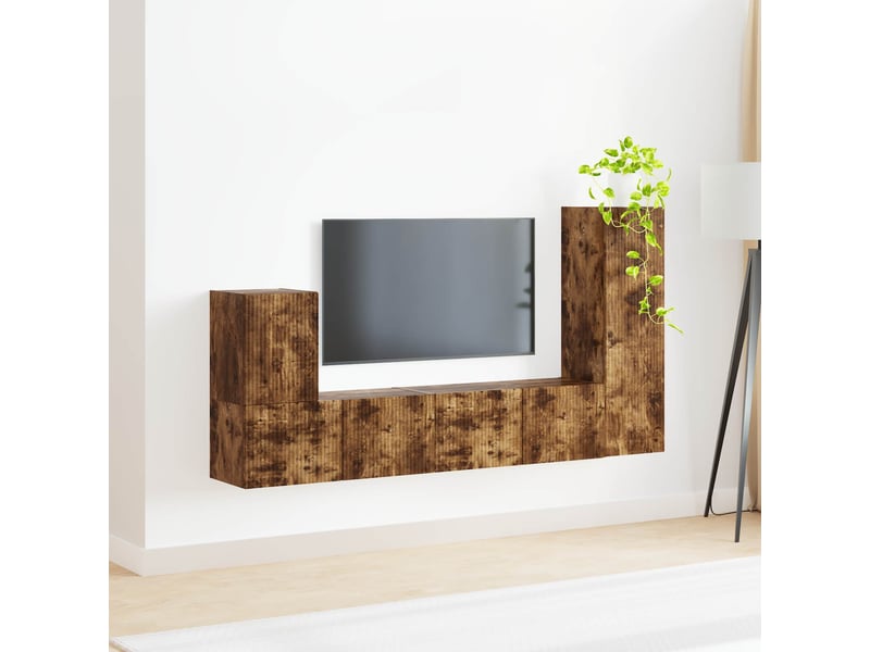  Ensemble meuble tv - banc tv - meuble de rangement 3 pcs chêne fumé bois d'ingénierie  - Conforama D