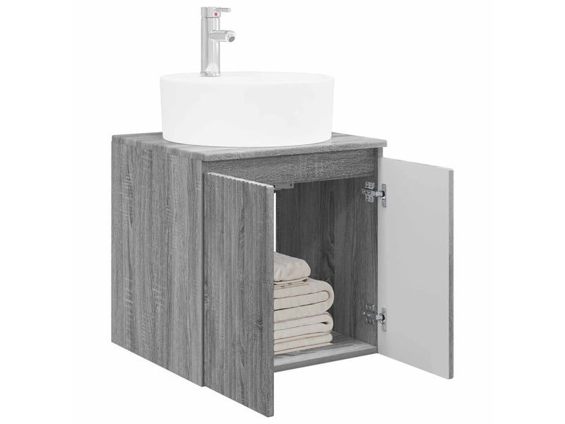  Vanité de lavabo mural, meuble de rangement sonoma gris 49.5x44.5x65 cm shl3530  - Conforama C