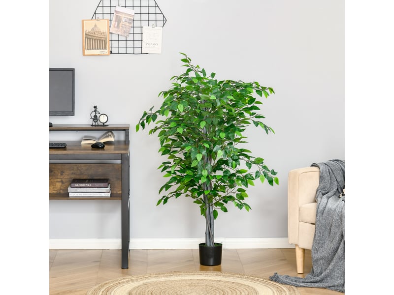  Arbre artificiel plante artificielle ficus h.1,35 m tronc branches liane lichen feuilles grand réalisme pot inclus  - Conforama D