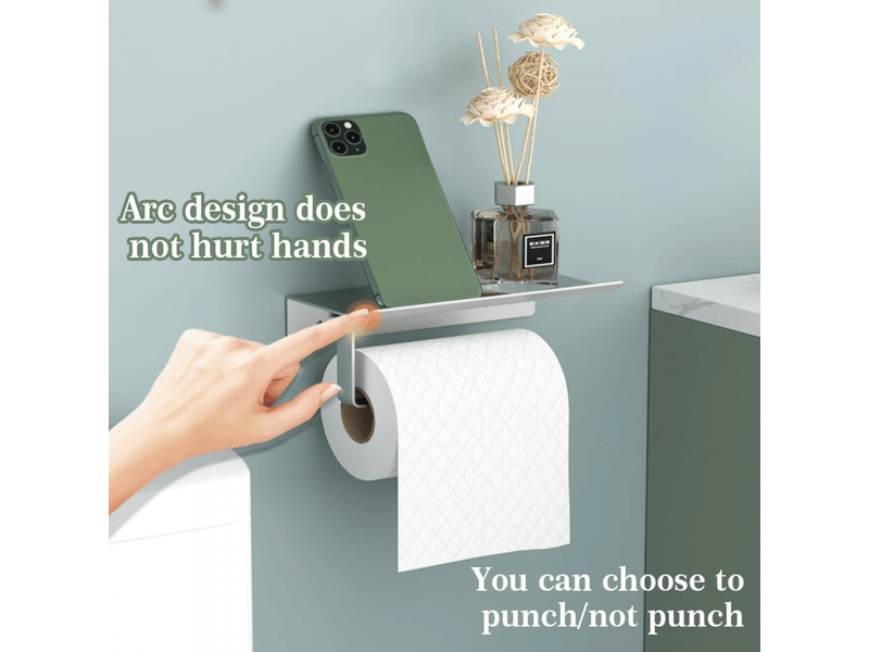  Porte-papier toilette mural en acier inoxydable - design pratique et moderne pour salles de bains et cuisines  - Conforama D