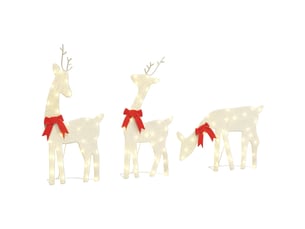 Éclairage de noël, décoration de noël renne 3 pcs 90 led blanc chaud cf61999