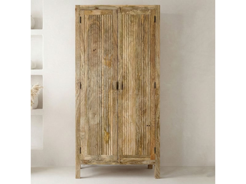 Finebuy armoire en manguier massif naturel 187cm - armoire de salon haute - armoire polyvalente style campagne - armoire à 2 portes - armoire design en bois massif faite à la main - Conforama B