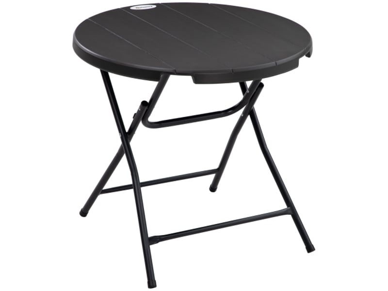 Table de jardin pliante ronde ø80 cm, 4 personnes, effet bois, gris foncé, balcon et terrasse - Conforama A