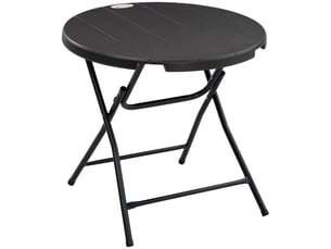 Table de jardin pliante ronde ø80 cm, 4 personnes, effet bois, gris foncé, balcon et terrasse