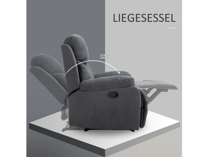 Fauteuil inclinable 93x88x102 cm 150° gris foncé - Conforama D