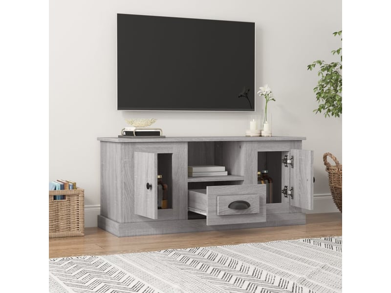 Meuble tv - banc tv - meuble de rangement sonoma gris 100x35,5x45 cm bois d'ingénierie  - Conforama C